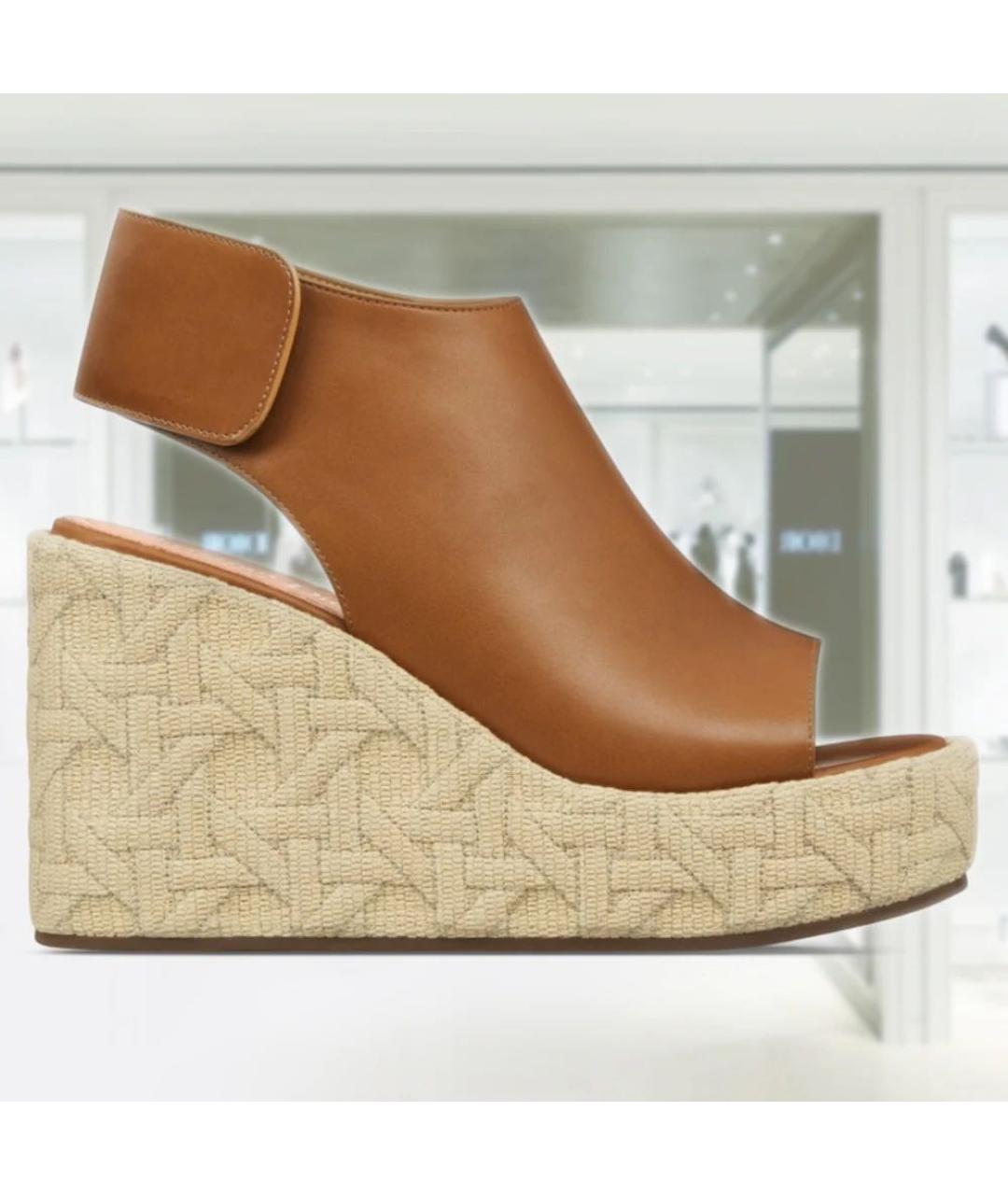 CHRISTIAN DIOR Коричневые кожаные босоножки, фото 9