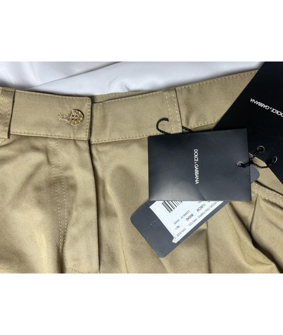 DOLCE&GABBANA Бежевые хлопковые бриджи, фото 4