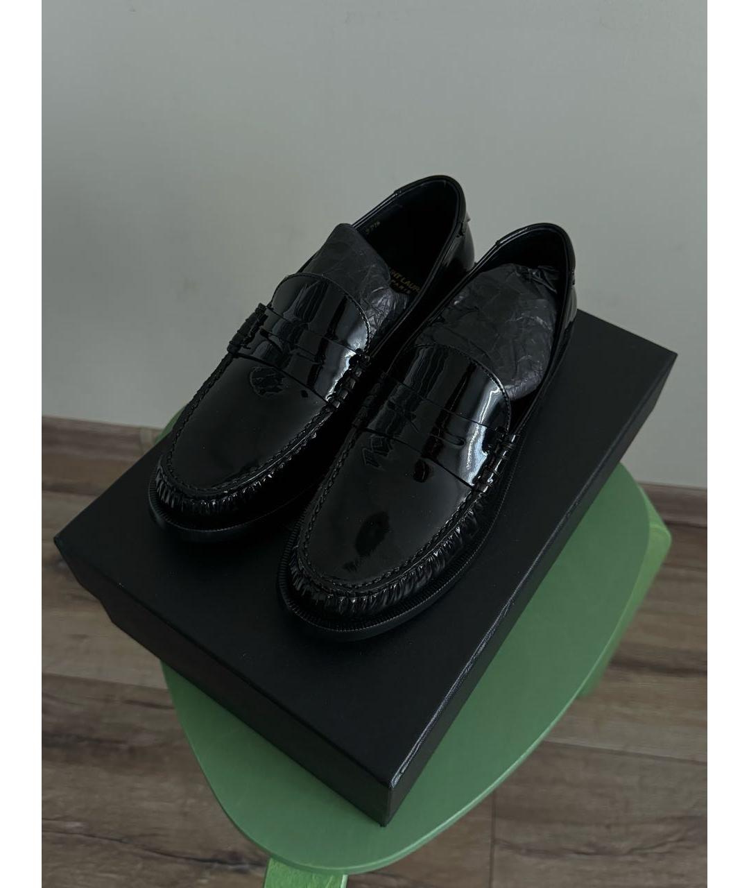 SAINT LAURENT Черные лоферы из лакированной кожи, фото 3