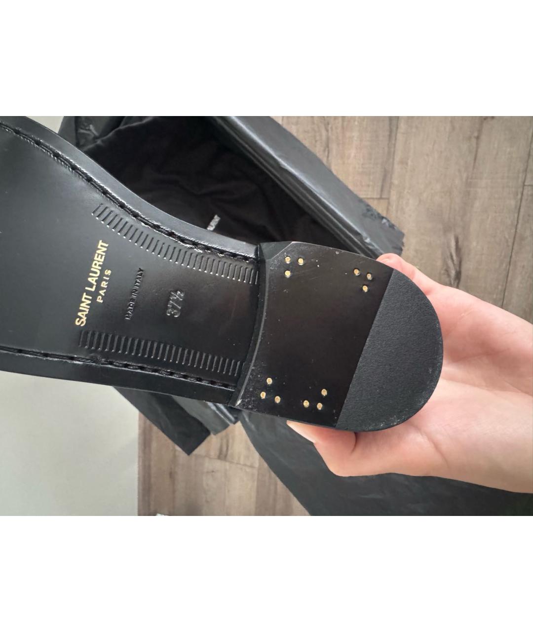 SAINT LAURENT Черные лоферы из лакированной кожи, фото 5