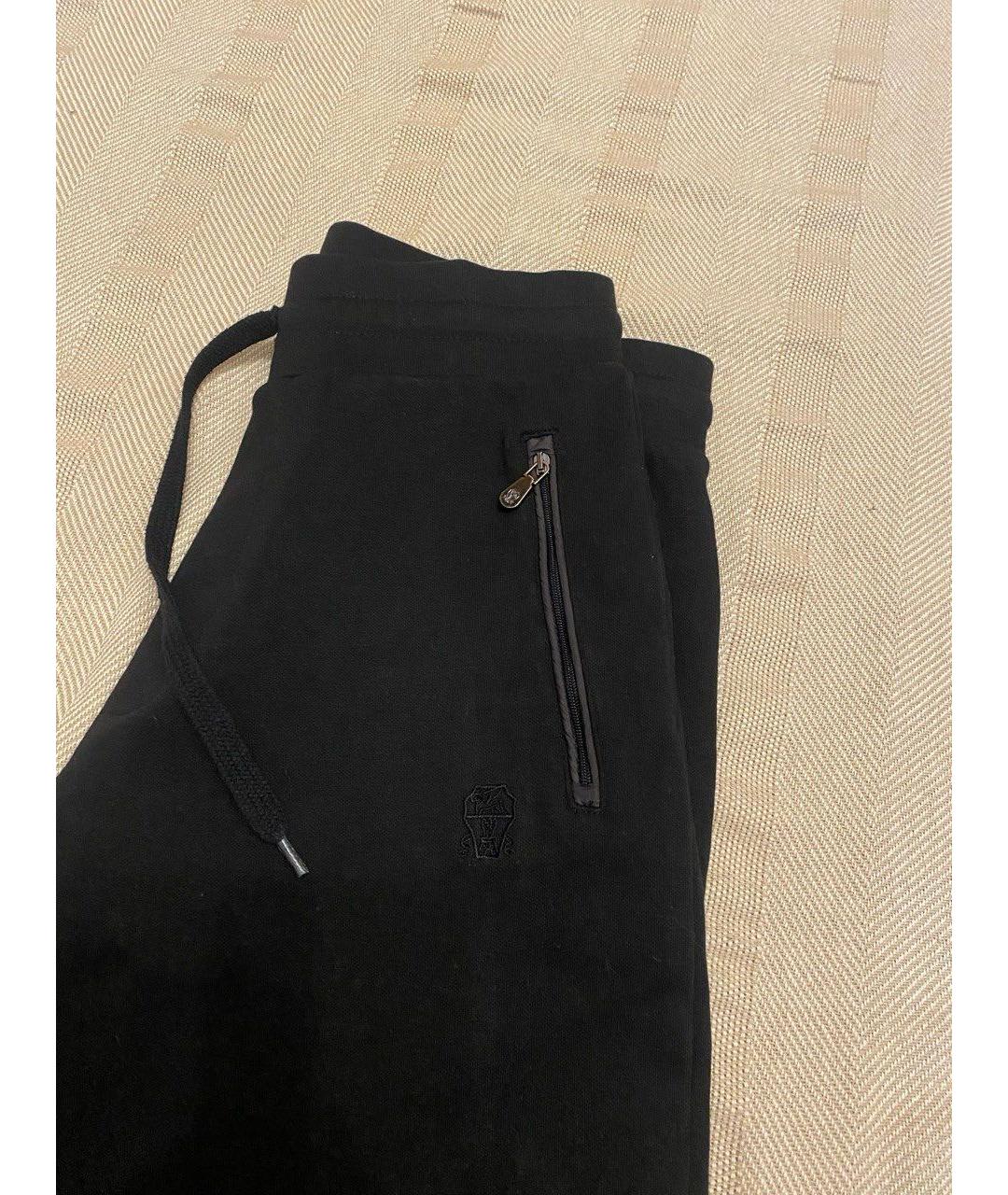 BRUNELLO CUCINELLI Черные хлопковые повседневные брюки, фото 3