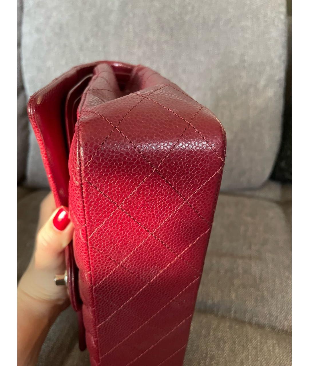 CHANEL Бордовая кожаная сумка через плечо, фото 7