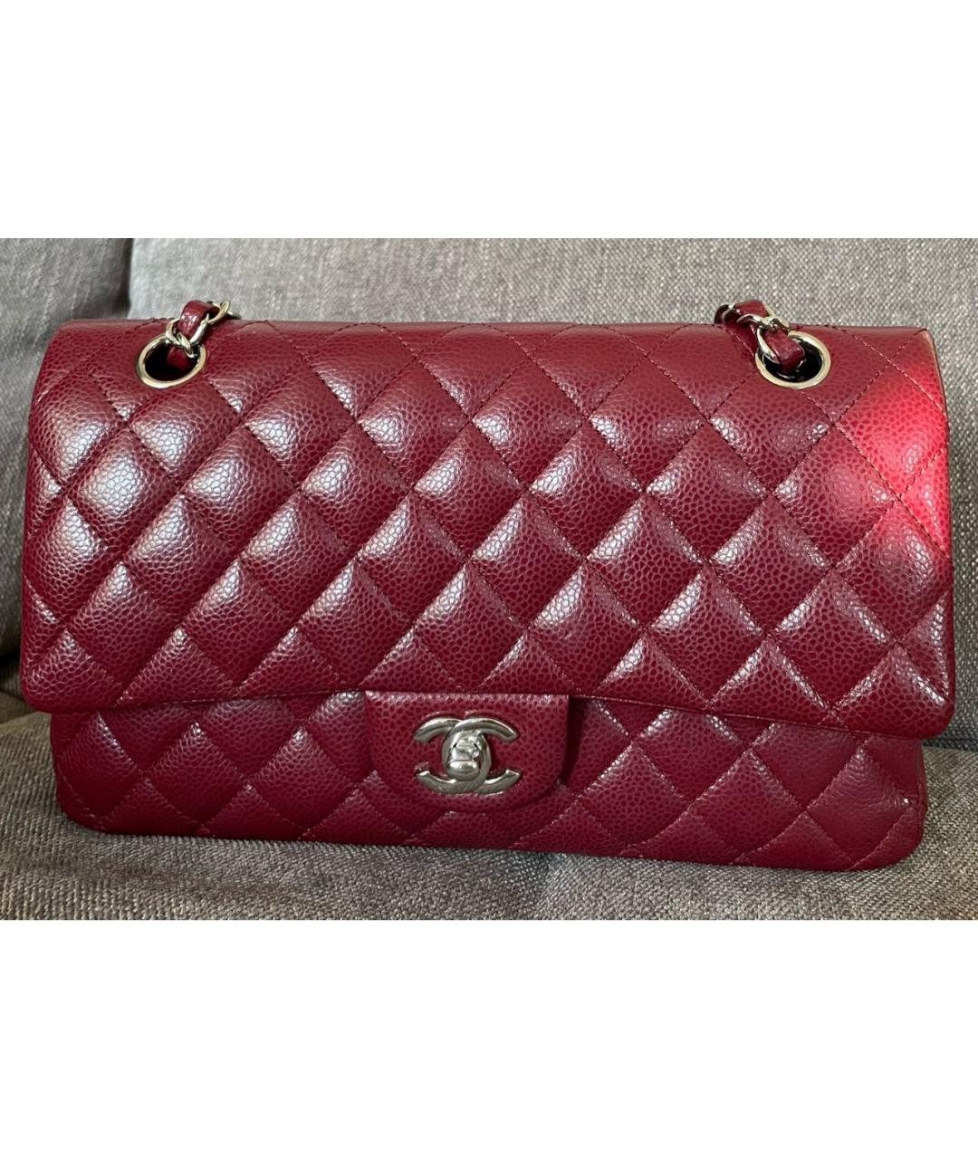 CHANEL Бордовая кожаная сумка через плечо, фото 9