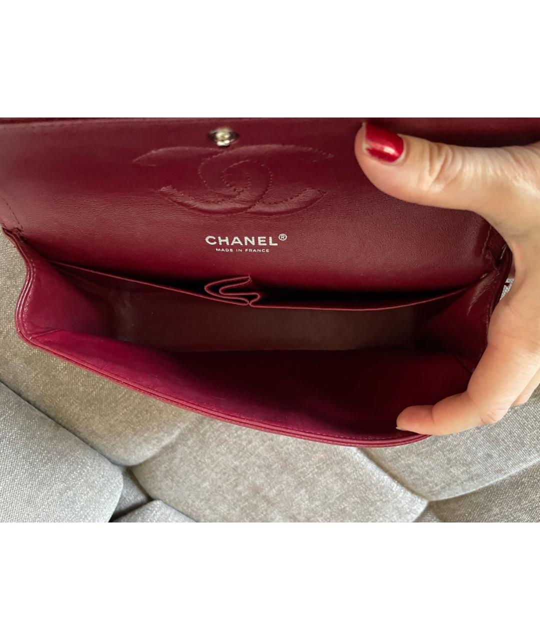 CHANEL Бордовая кожаная сумка через плечо, фото 4