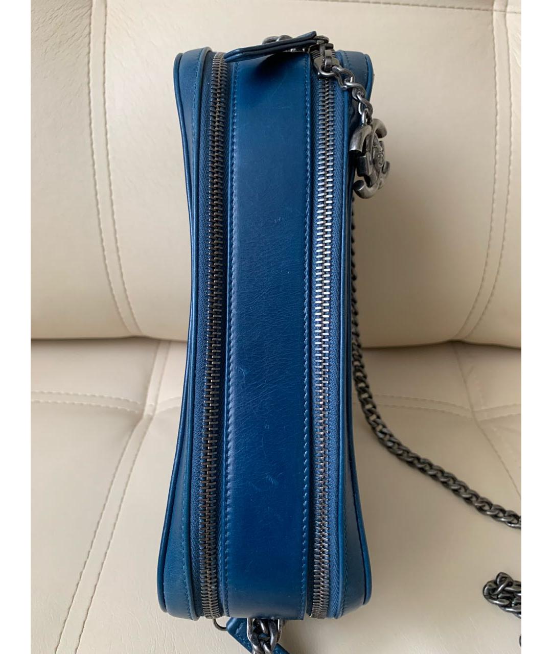 CHANEL Темно-синяя кожаная сумка через плечо, фото 7