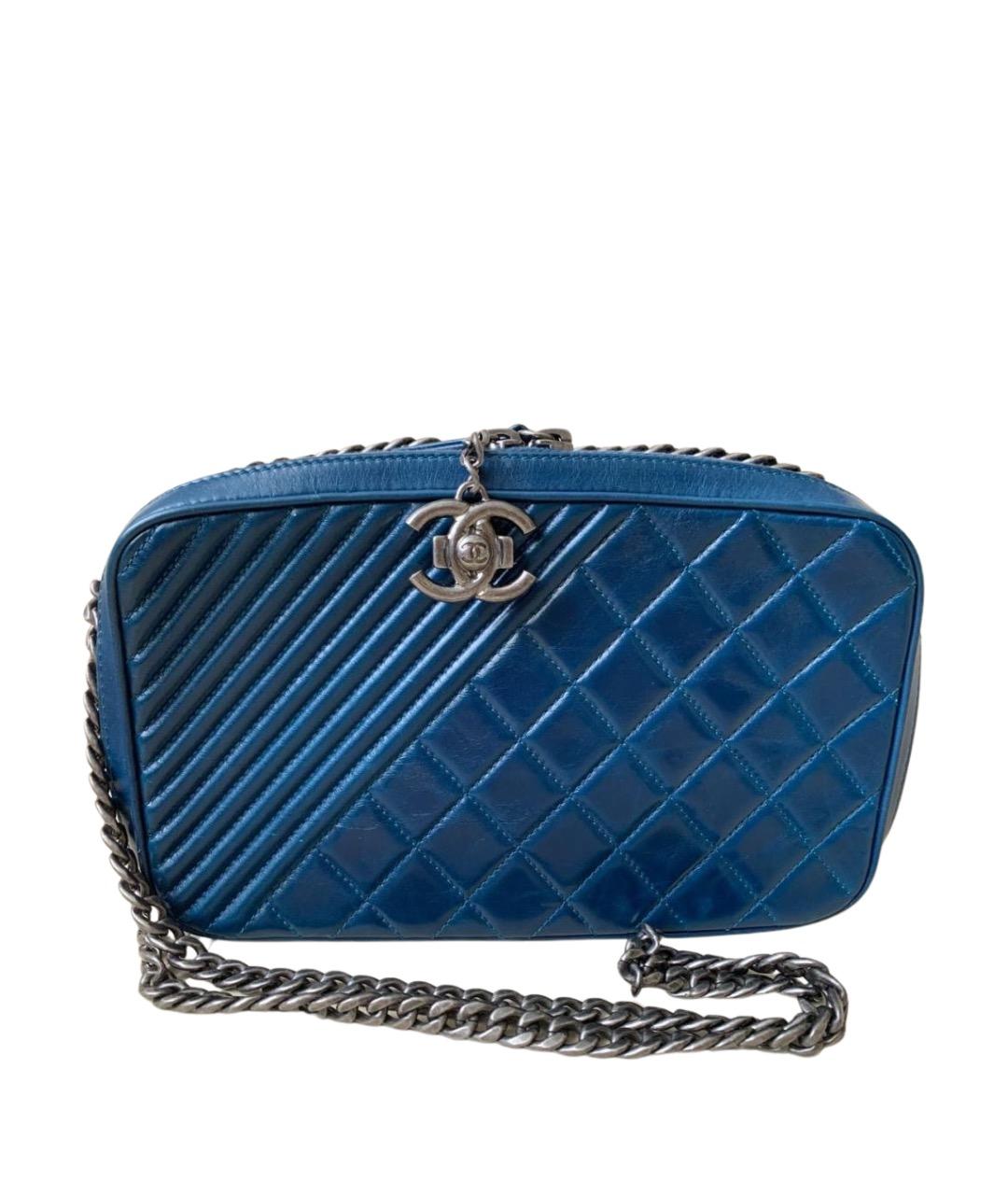 CHANEL Темно-синяя кожаная сумка через плечо, фото 1