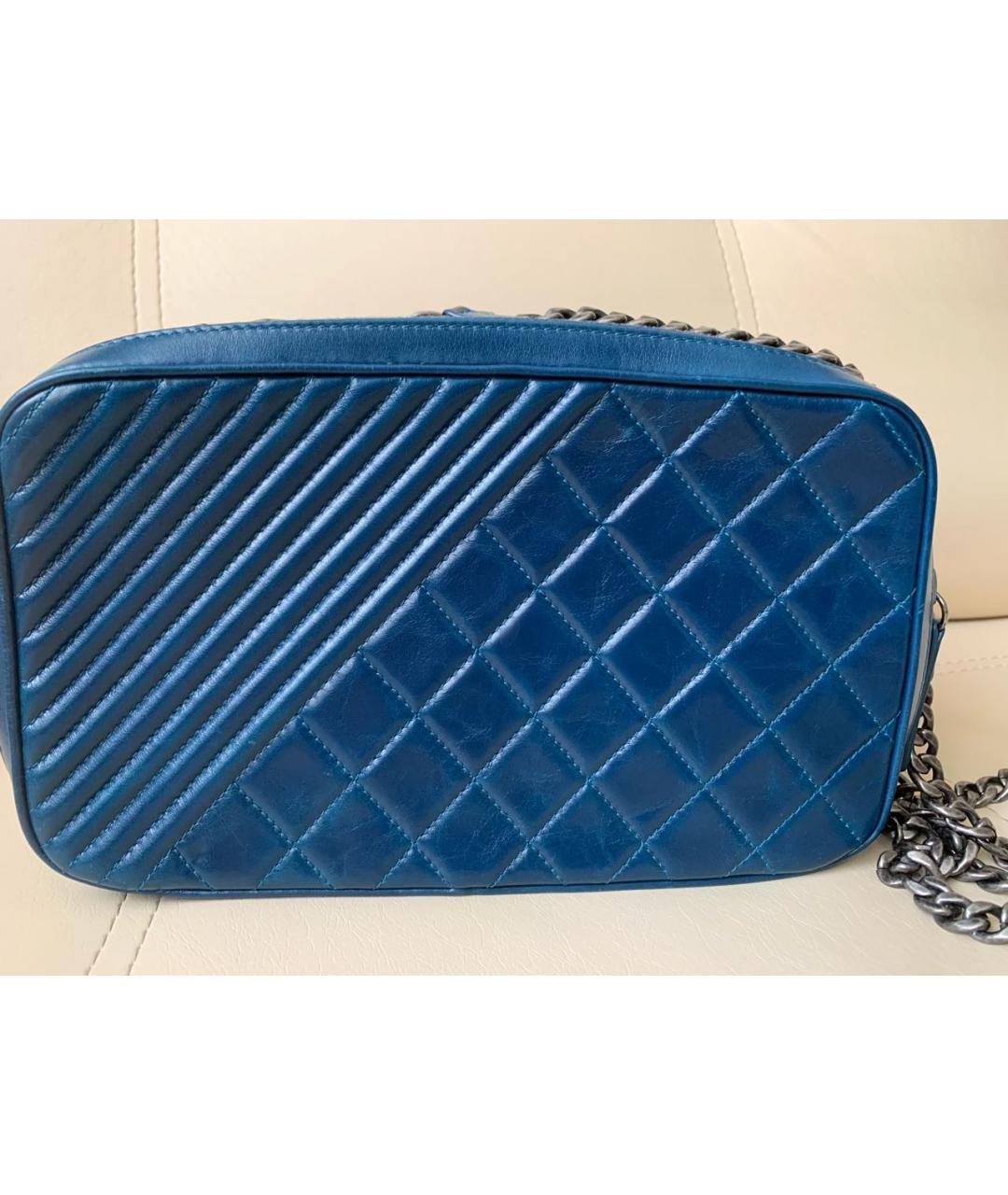 CHANEL Темно-синяя кожаная сумка через плечо, фото 2