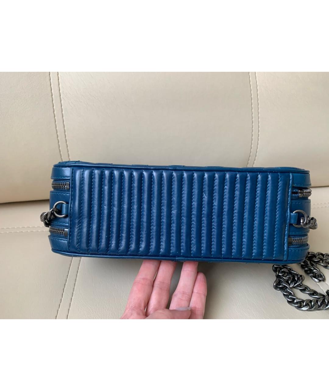 CHANEL Темно-синяя кожаная сумка через плечо, фото 6