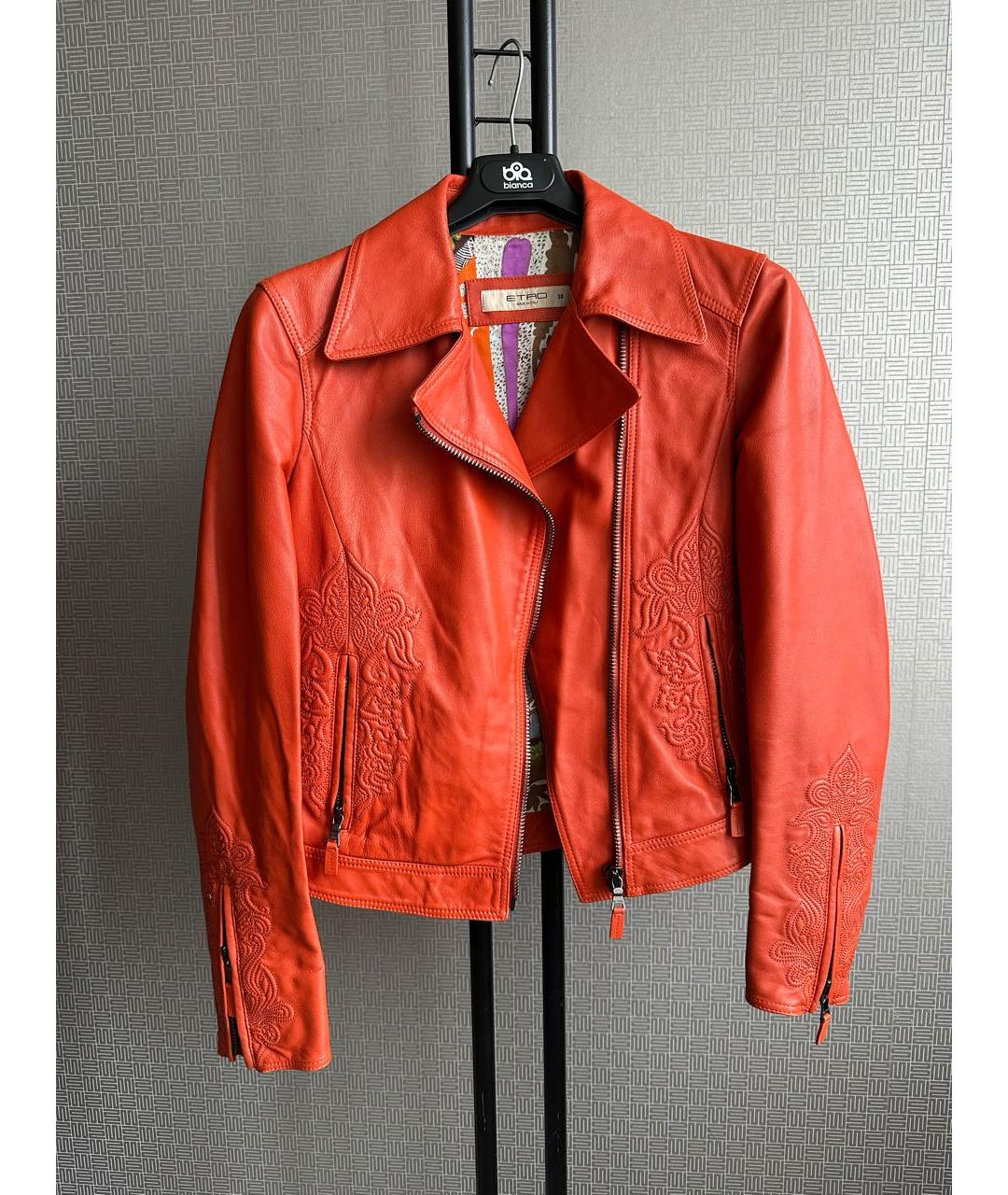 ETRO Оранжевая кожаная куртка, фото 6