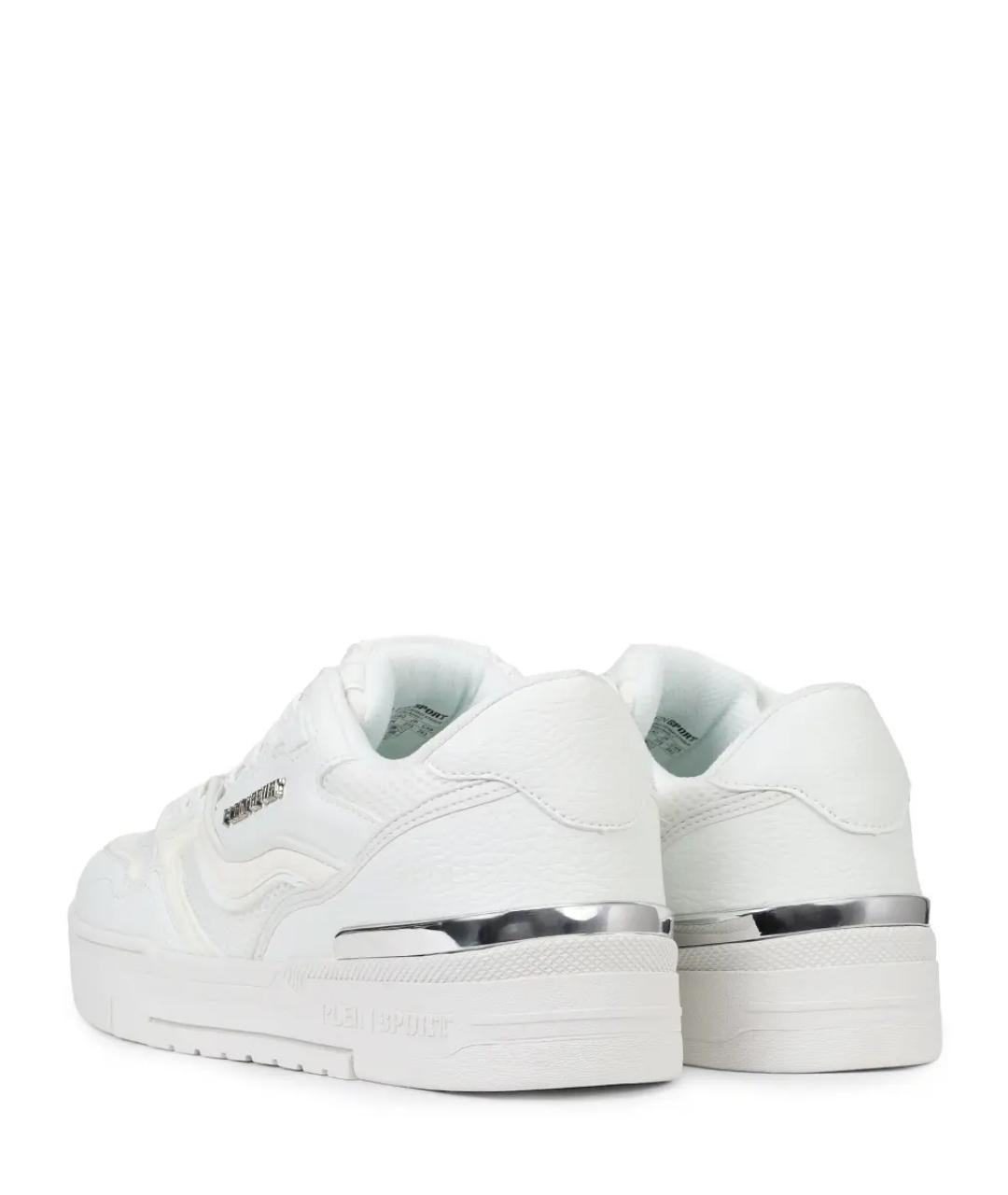 PLEIN SPORT Белые текстильные низкие кроссовки / кеды, фото 4