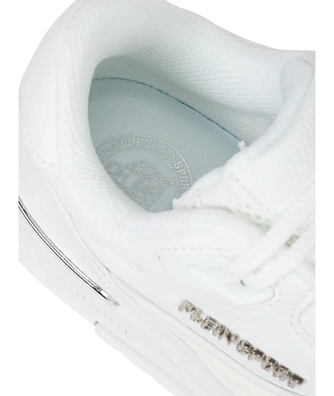 PLEIN SPORT Белые текстильные низкие кроссовки / кеды, фото 6