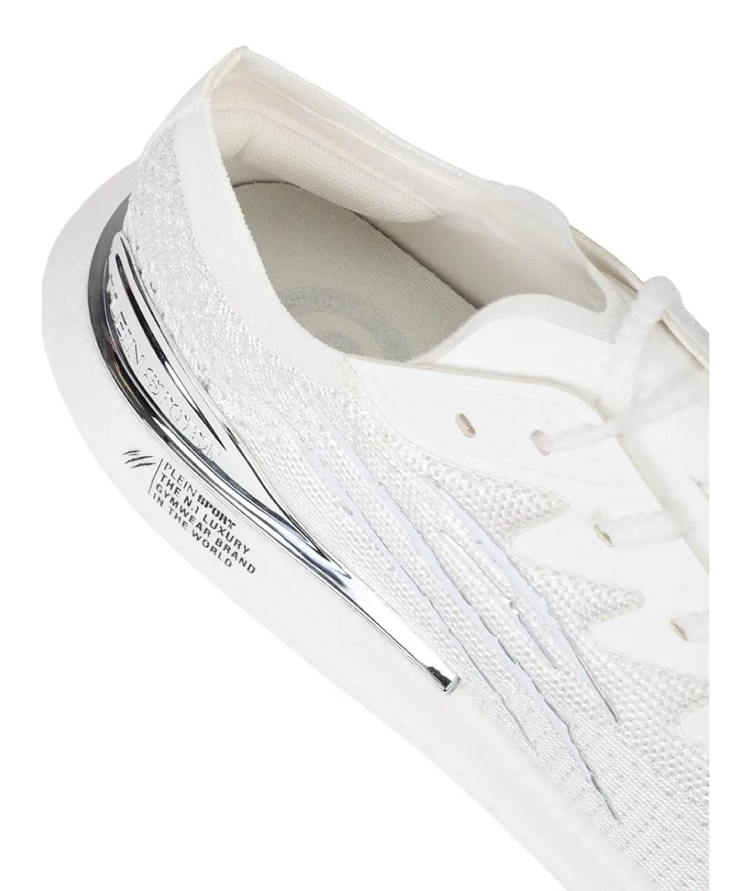 PLEIN SPORT Белые текстильные низкие кроссовки / кеды, фото 6