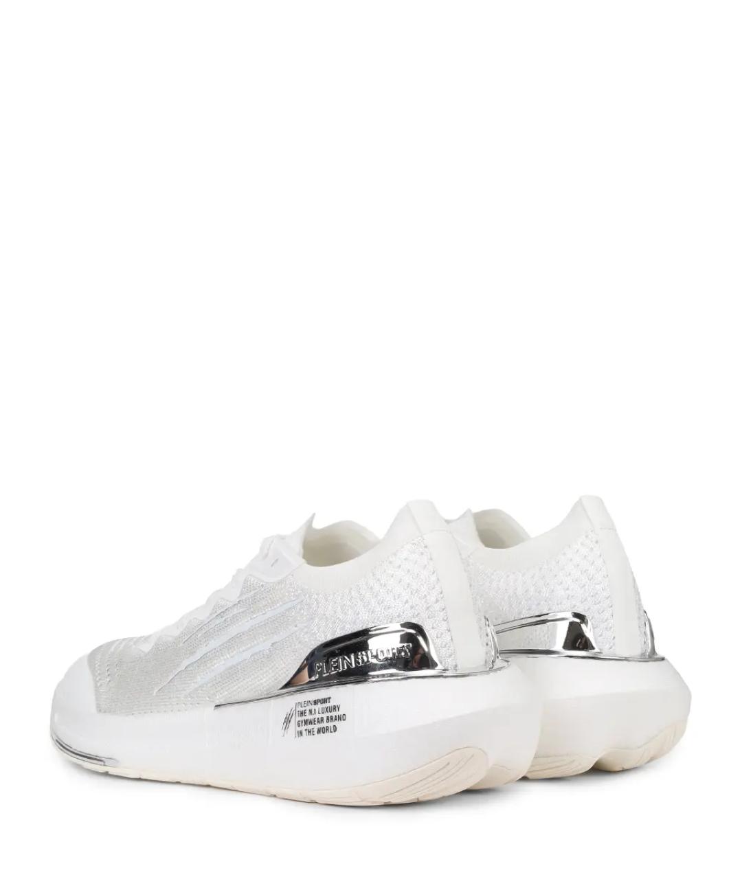 PLEIN SPORT Белые текстильные низкие кроссовки / кеды, фото 4