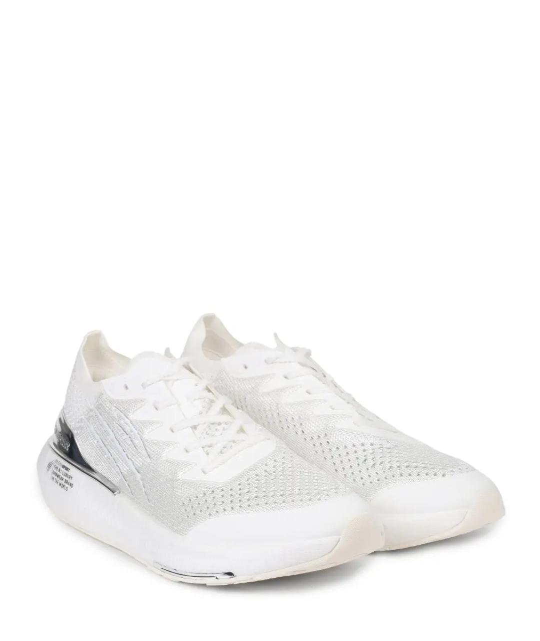 PLEIN SPORT Белые текстильные низкие кроссовки / кеды, фото 2