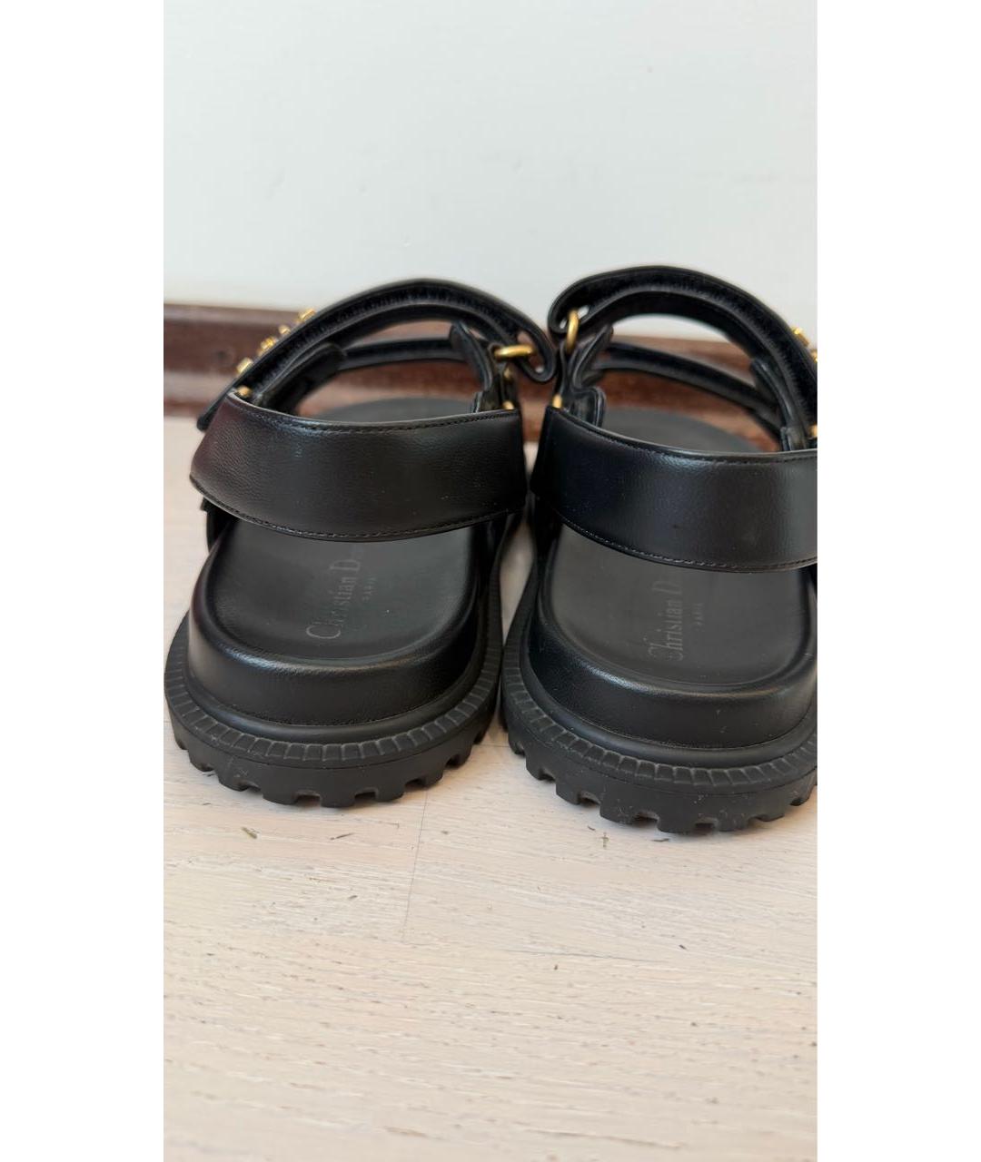 CHRISTIAN DIOR Черные кожаные сандалии, фото 4