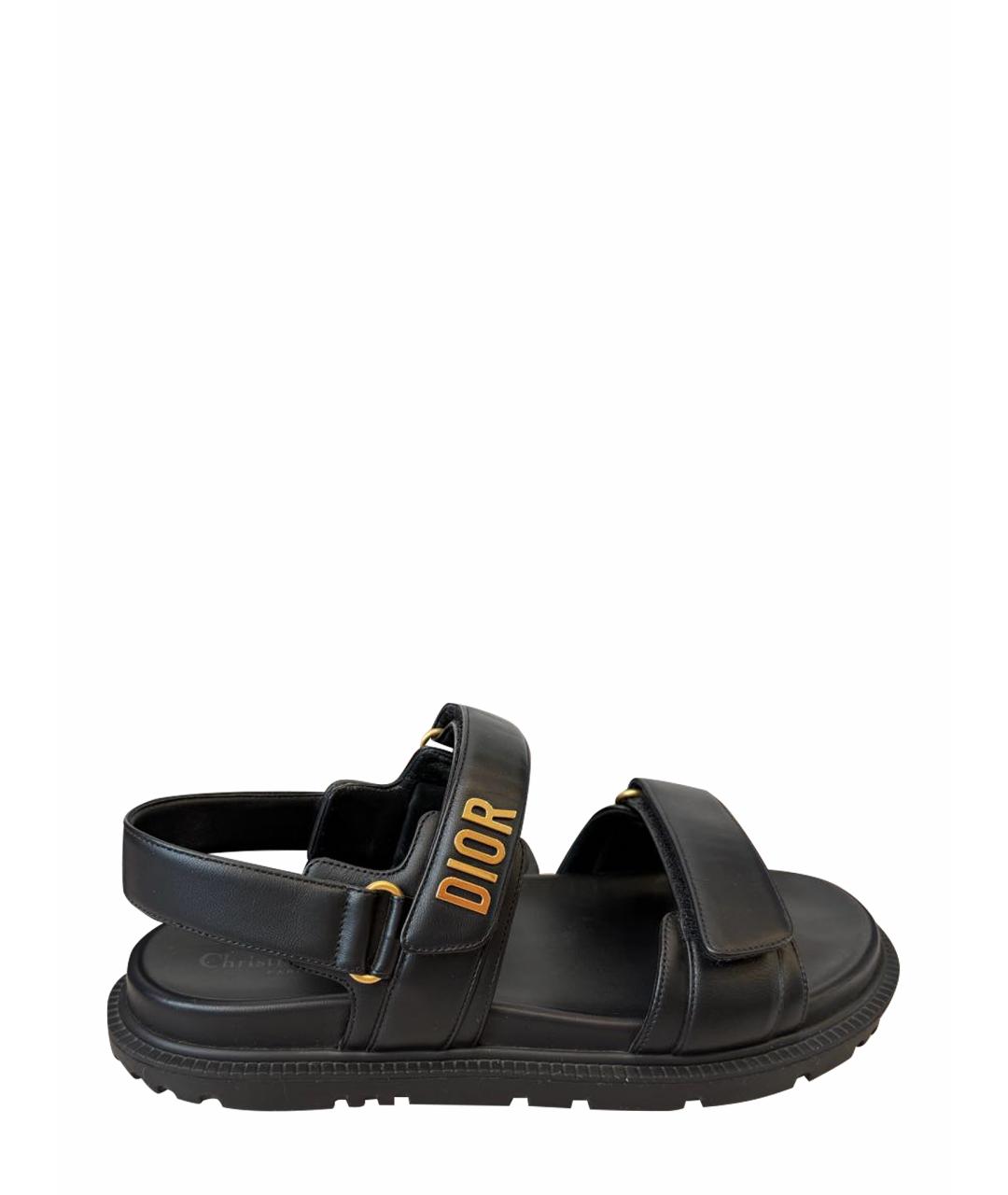 CHRISTIAN DIOR Черные кожаные сандалии, фото 1