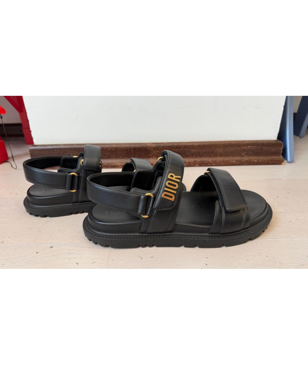 CHRISTIAN DIOR Черные кожаные сандалии, фото 6