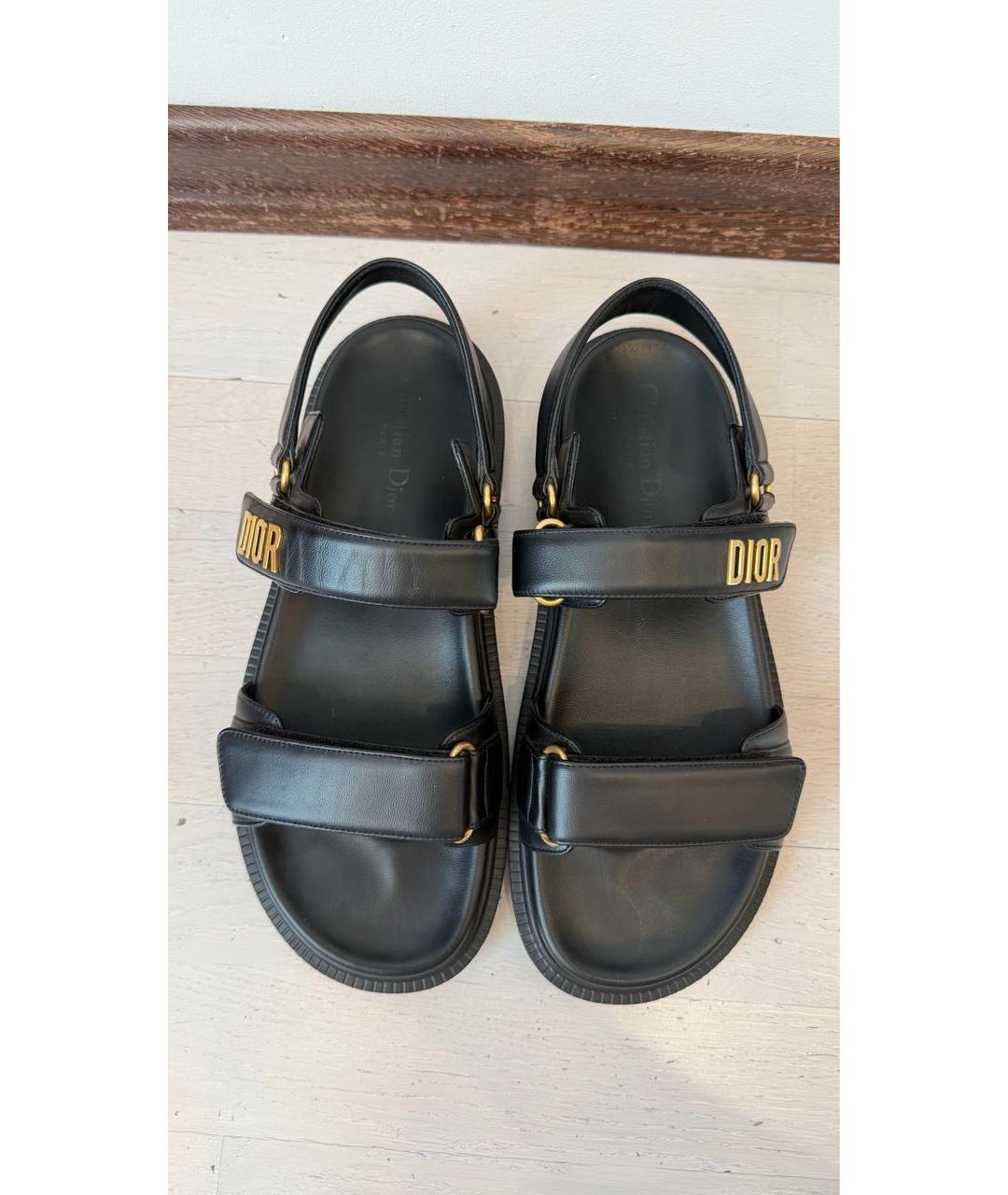 CHRISTIAN DIOR Черные кожаные сандалии, фото 2