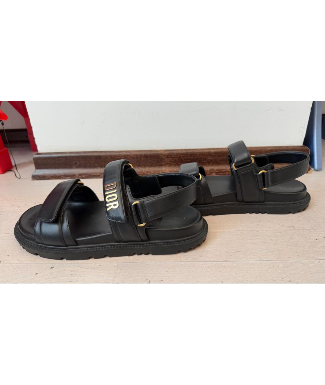 CHRISTIAN DIOR Черные кожаные сандалии, фото 5