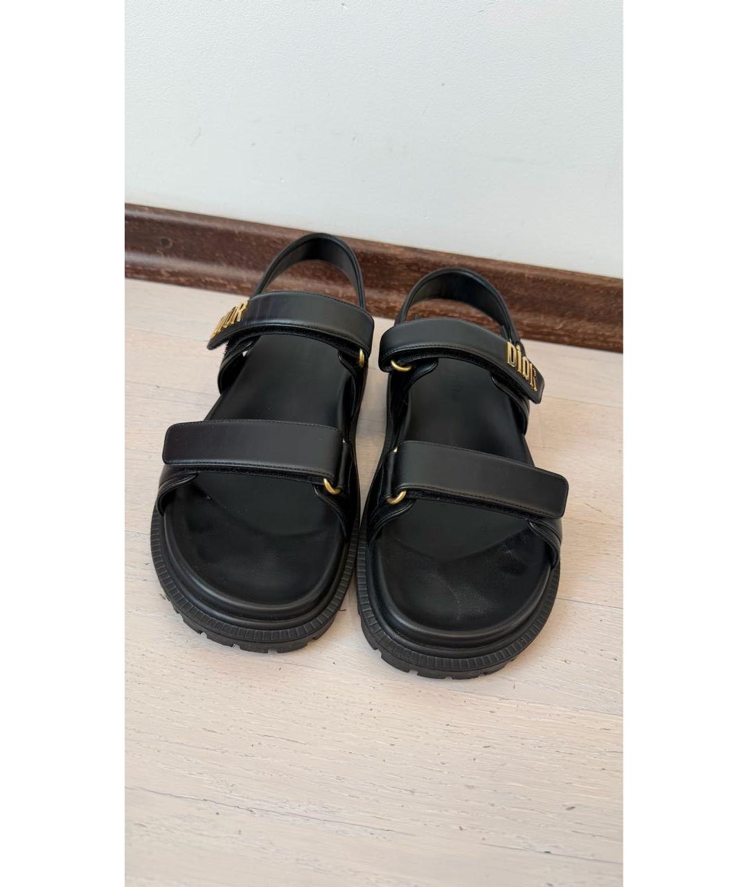 CHRISTIAN DIOR Черные кожаные сандалии, фото 3