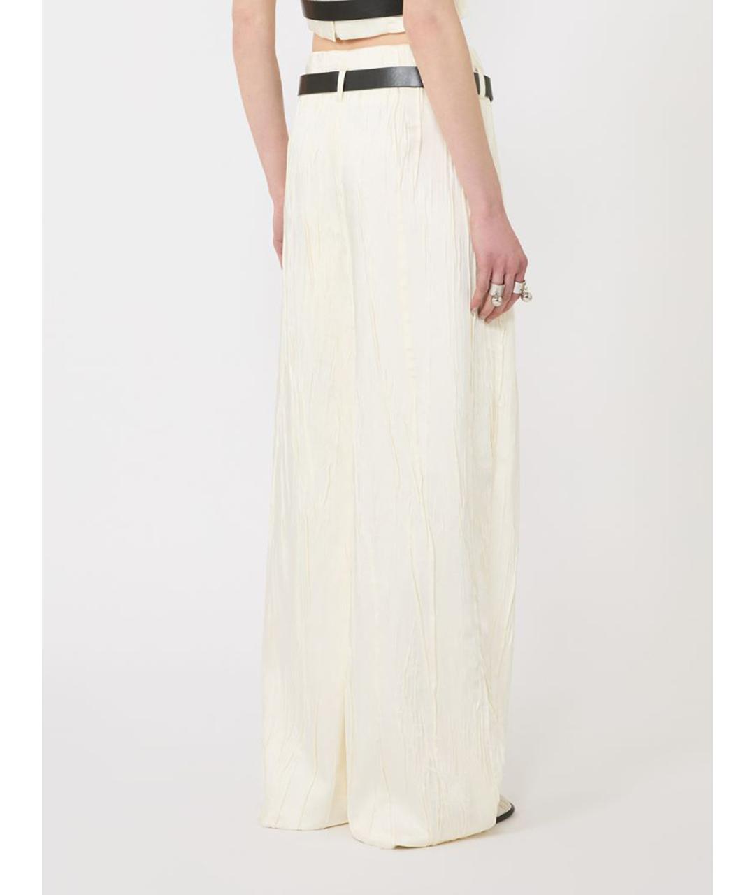 SPORTMAX Белые полиэстеровые прямые брюки, фото 5