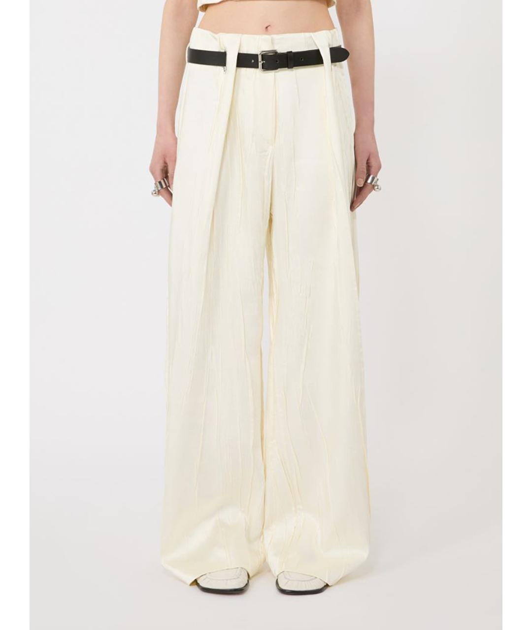 SPORTMAX Белые полиэстеровые прямые брюки, фото 4