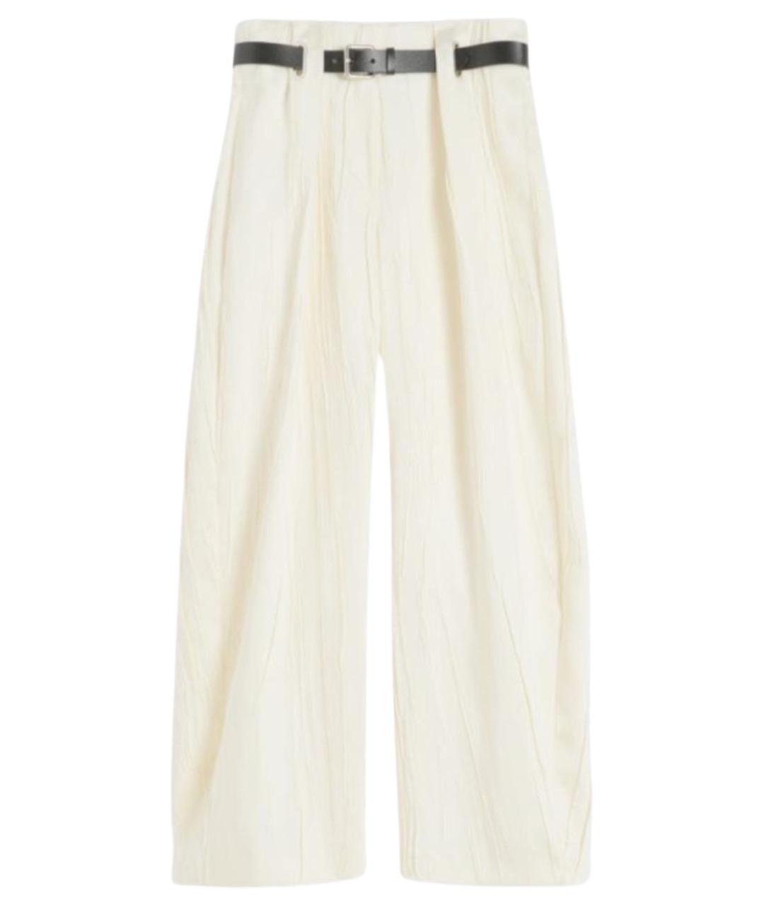 SPORTMAX Белые полиэстеровые прямые брюки, фото 1