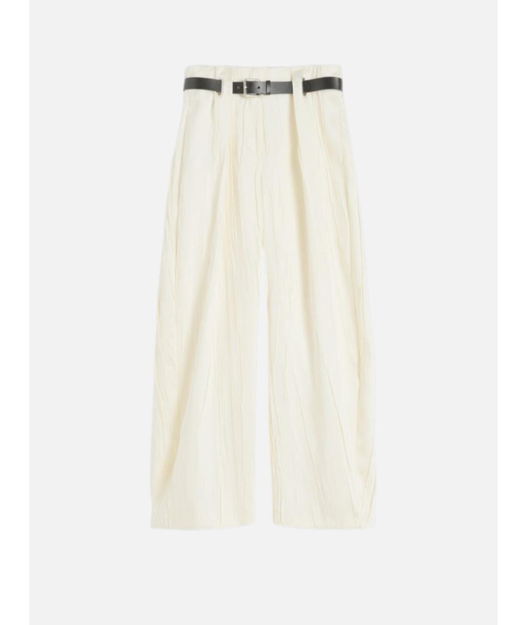 SPORTMAX Белые полиэстеровые прямые брюки, фото 7