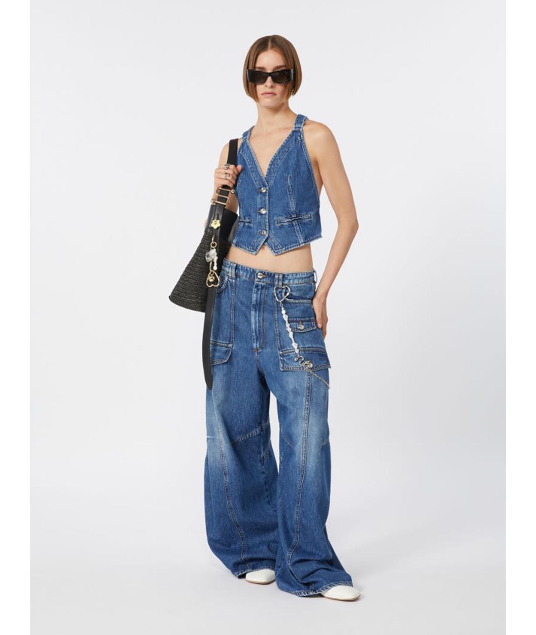 SPORTMAX Синие хлопковые прямые джинсы, фото 2