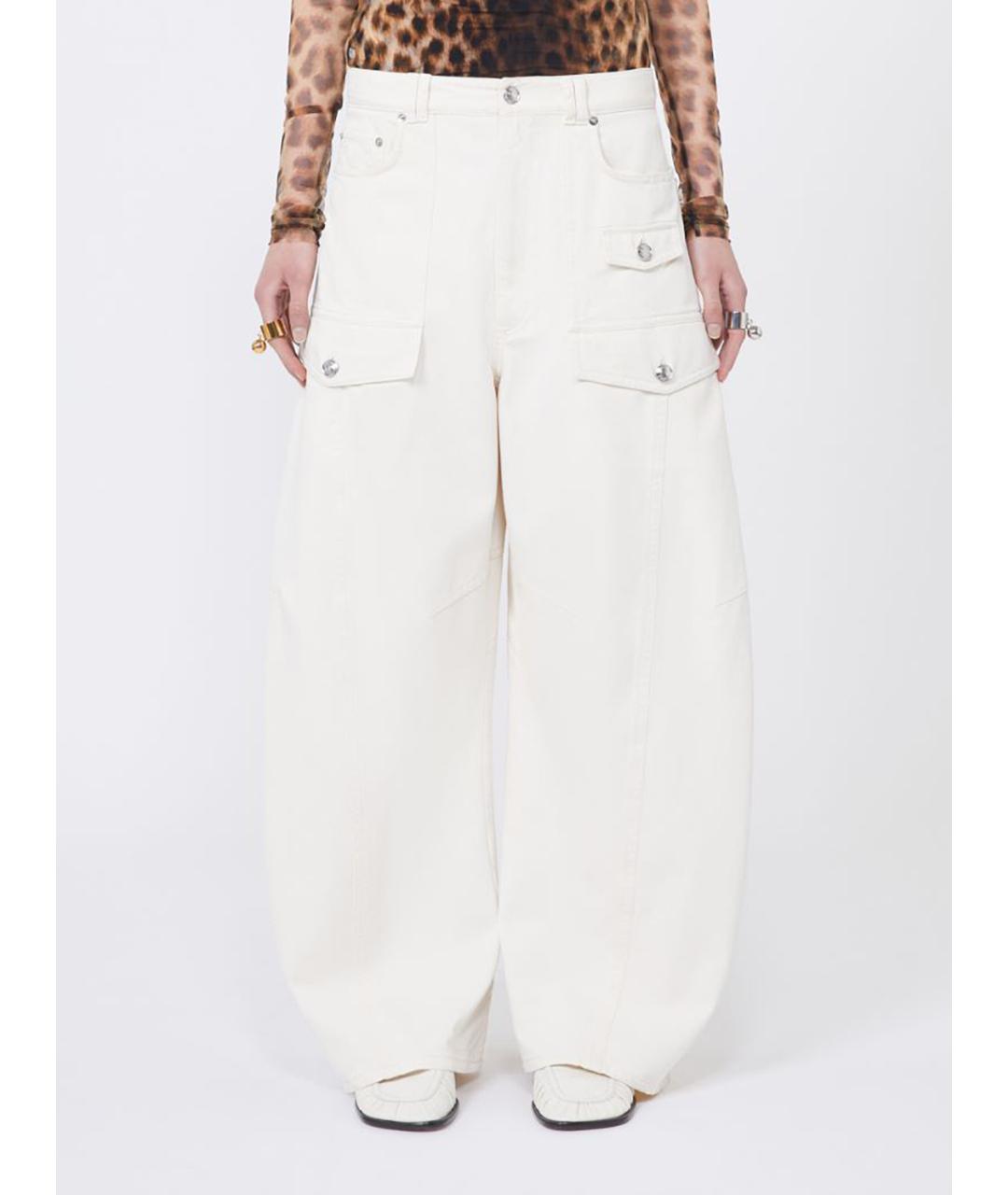 SPORTMAX Бежевые хлопковые брюки широкие, фото 3