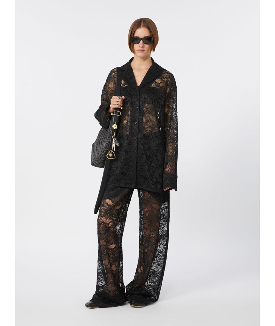 SPORTMAX Черные полиэстеровые прямые брюки, фото 2