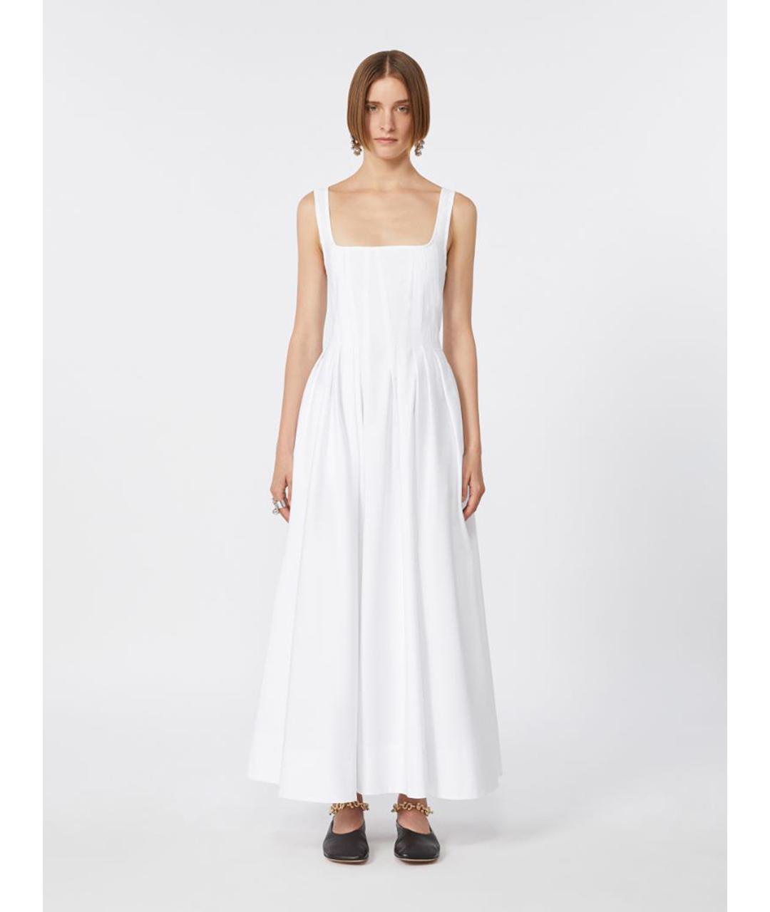 SPORTMAX Белое хлопковое повседневное платье, фото 3