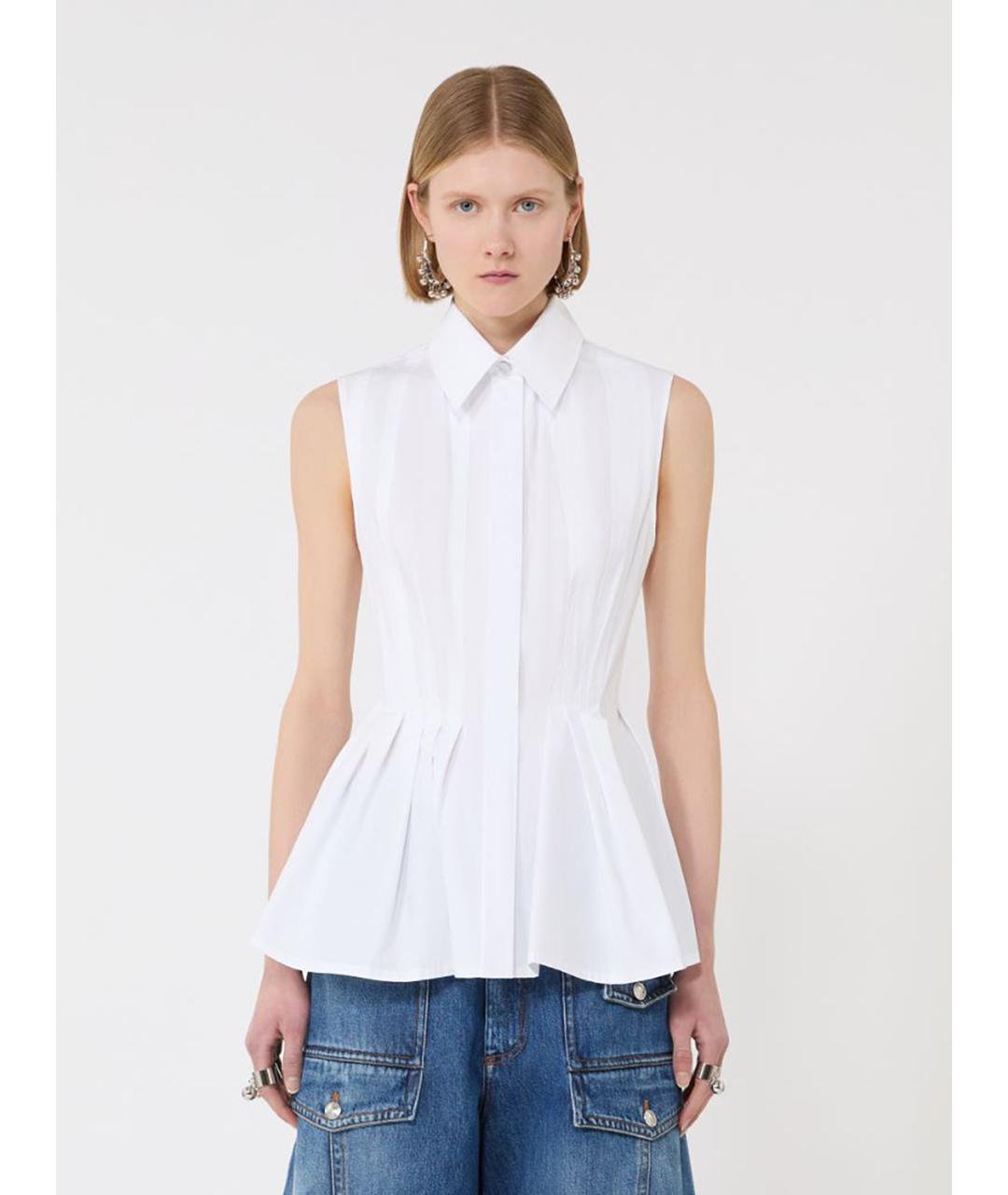 SPORTMAX Белая хлопковая рубашка, фото 3