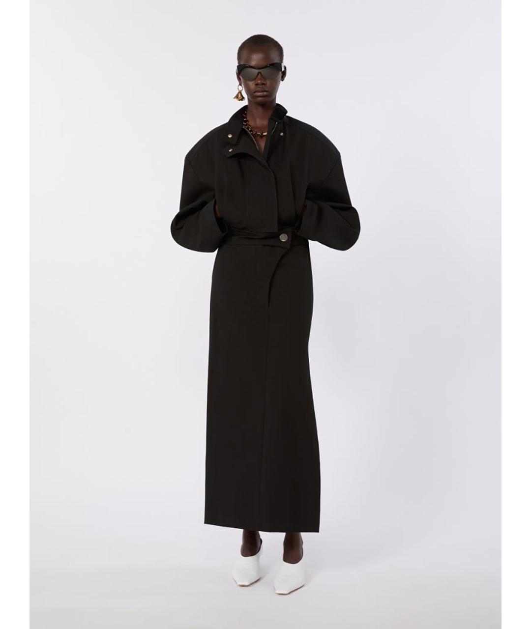 SPORTMAX Черная хлопковая юбка миди, фото 2