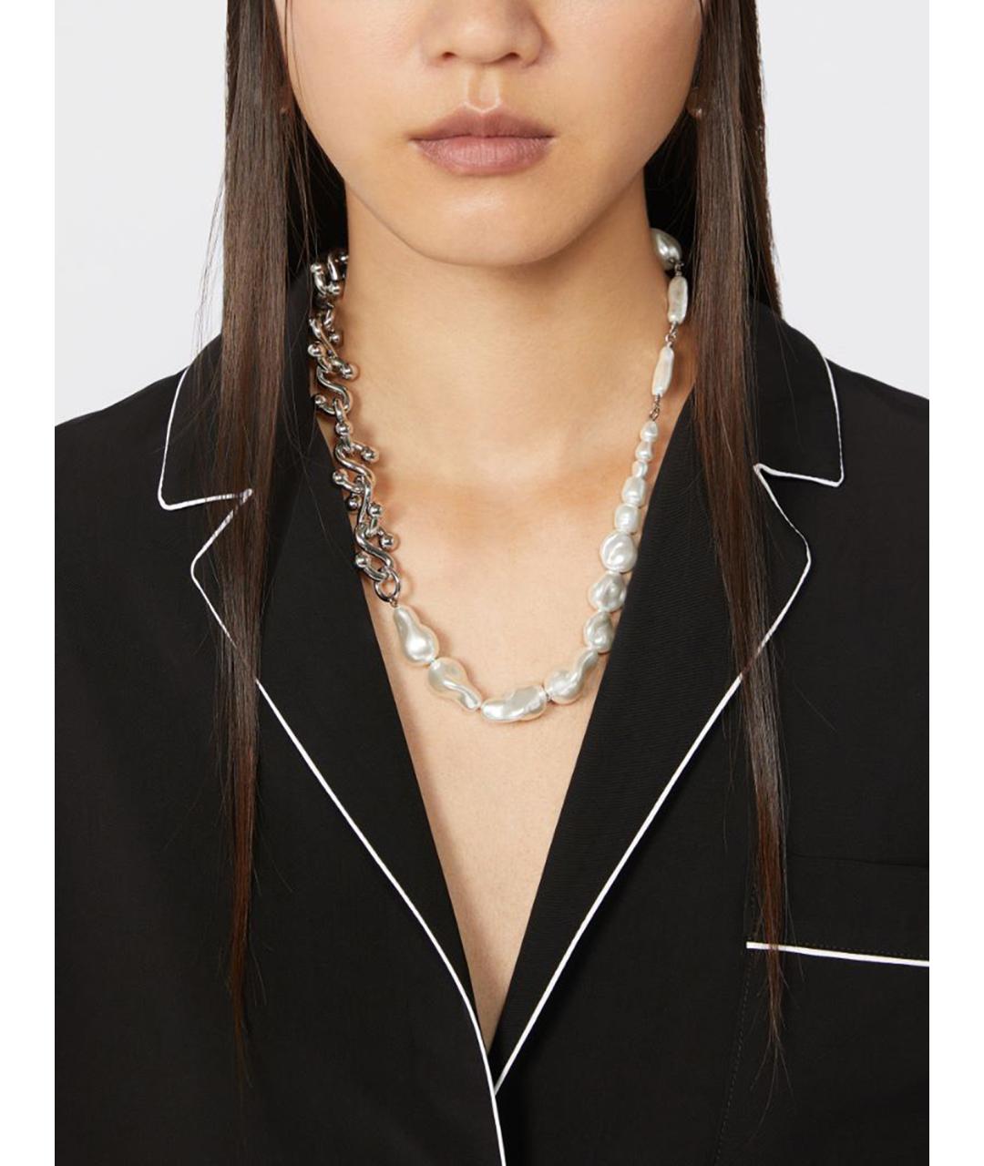 SPORTMAX Серебряное металлическое колье, фото 3