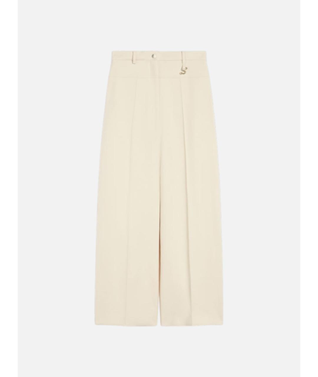 SPORTMAX Бежевые хлопковые брюки широкие, фото 6