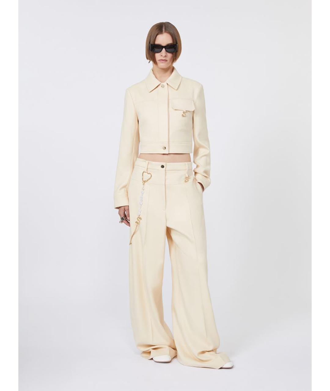 SPORTMAX Бежевые хлопковые брюки широкие, фото 2