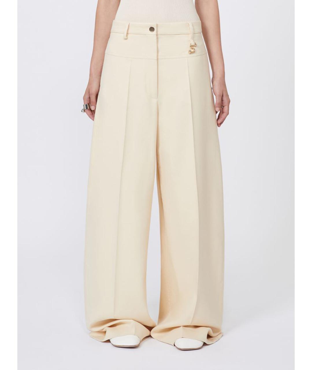 SPORTMAX Бежевые хлопковые брюки широкие, фото 3