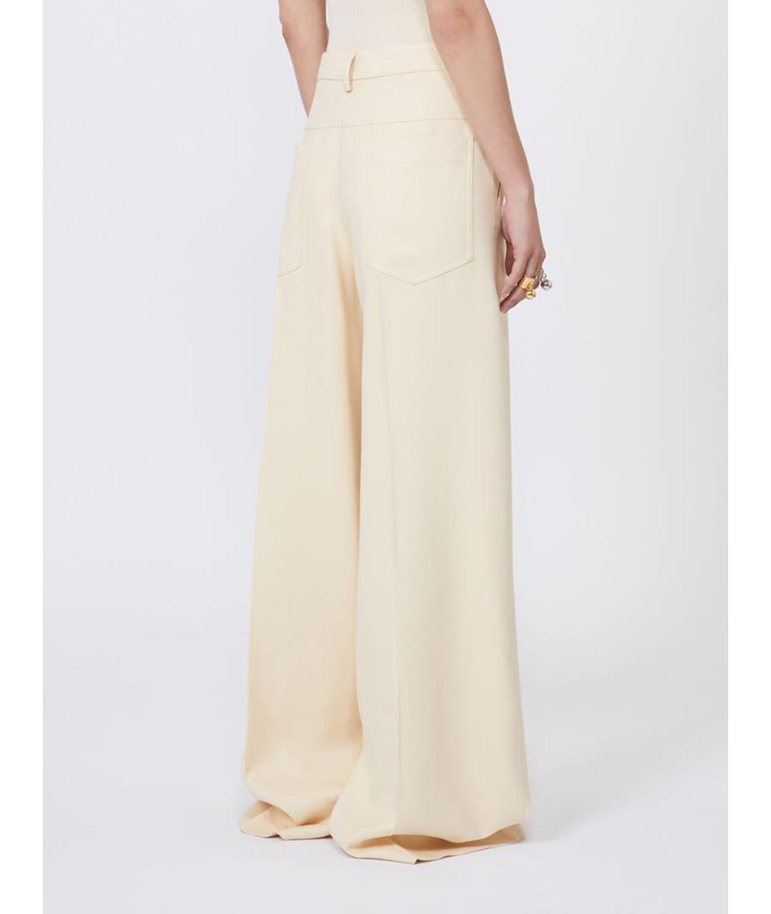 SPORTMAX Бежевые хлопковые брюки широкие, фото 4