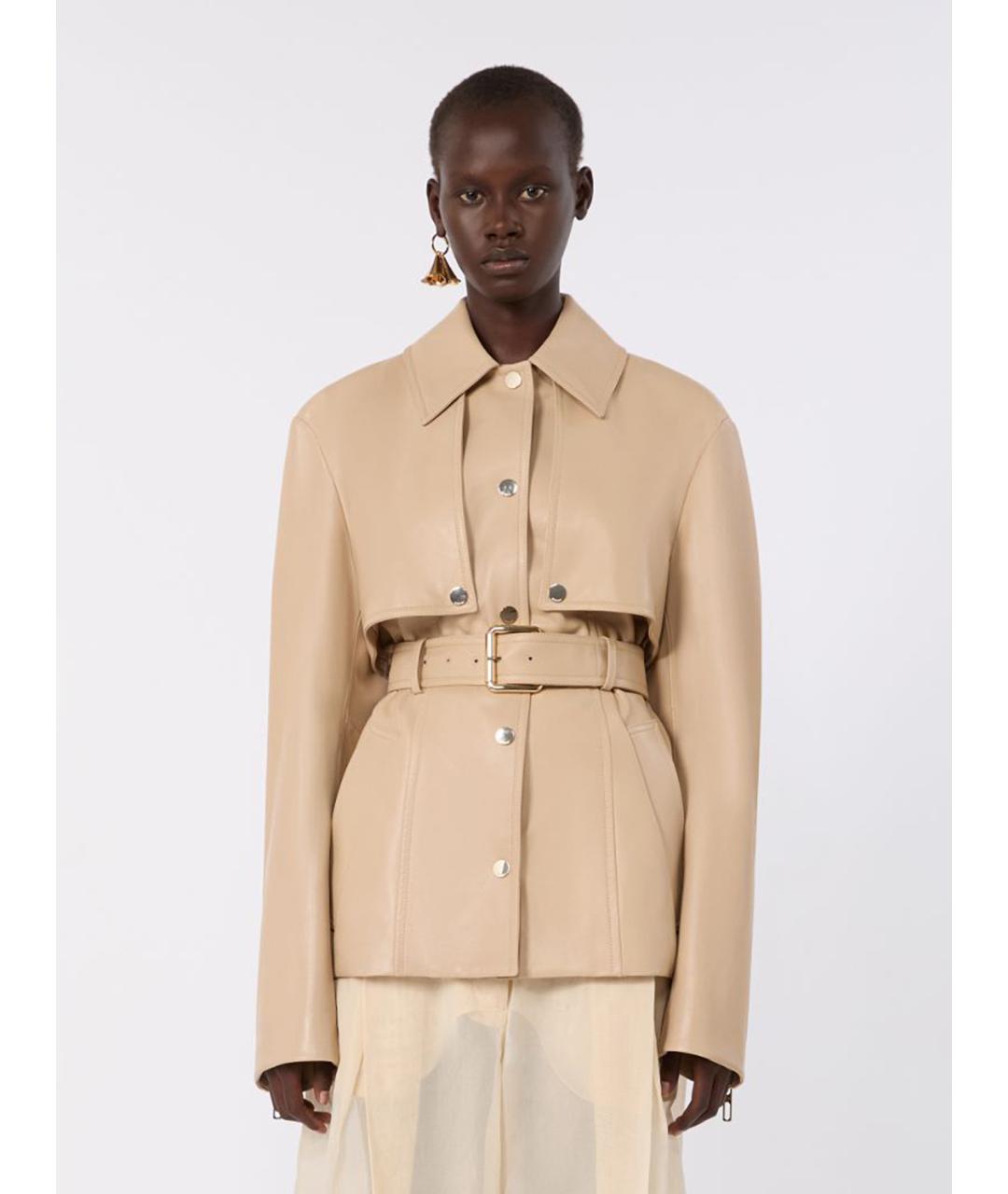SPORTMAX Бежевая кожаная куртка, фото 3