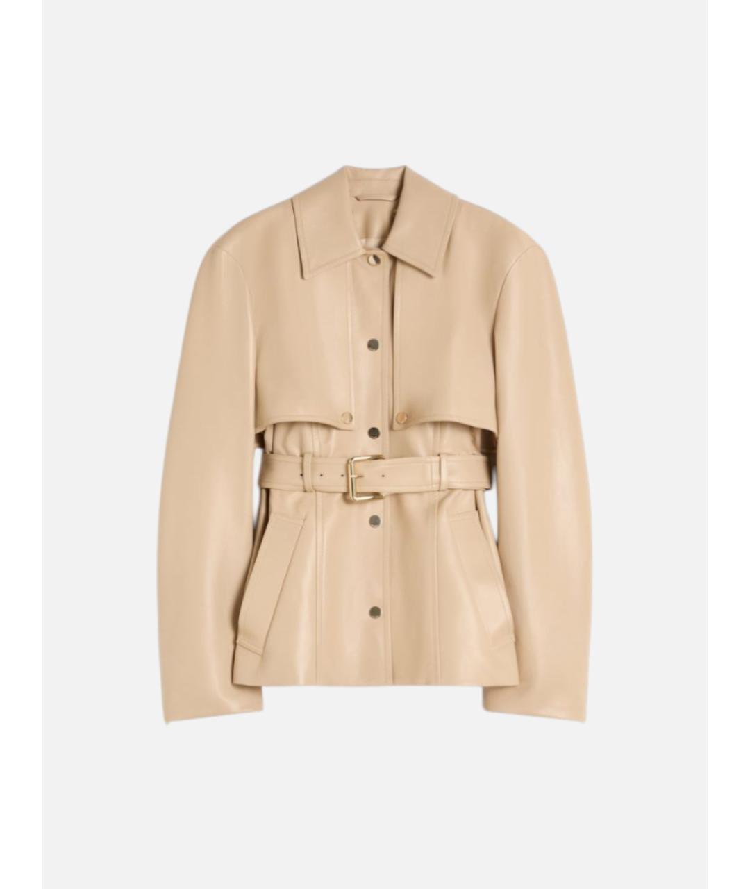 SPORTMAX Бежевая кожаная куртка, фото 6