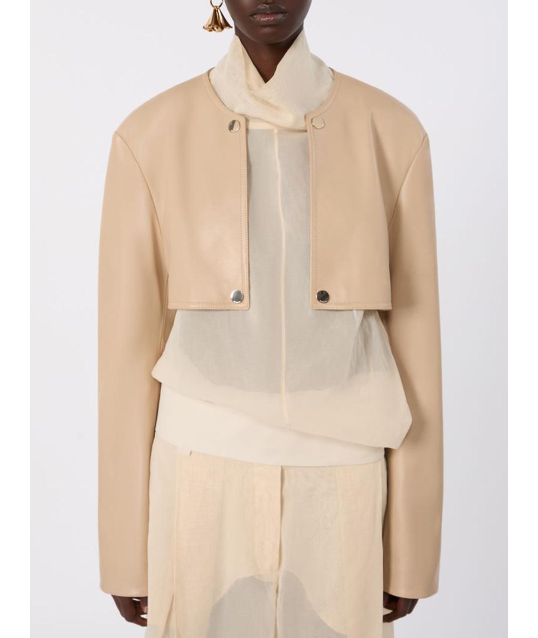 SPORTMAX Бежевая кожаная куртка, фото 5