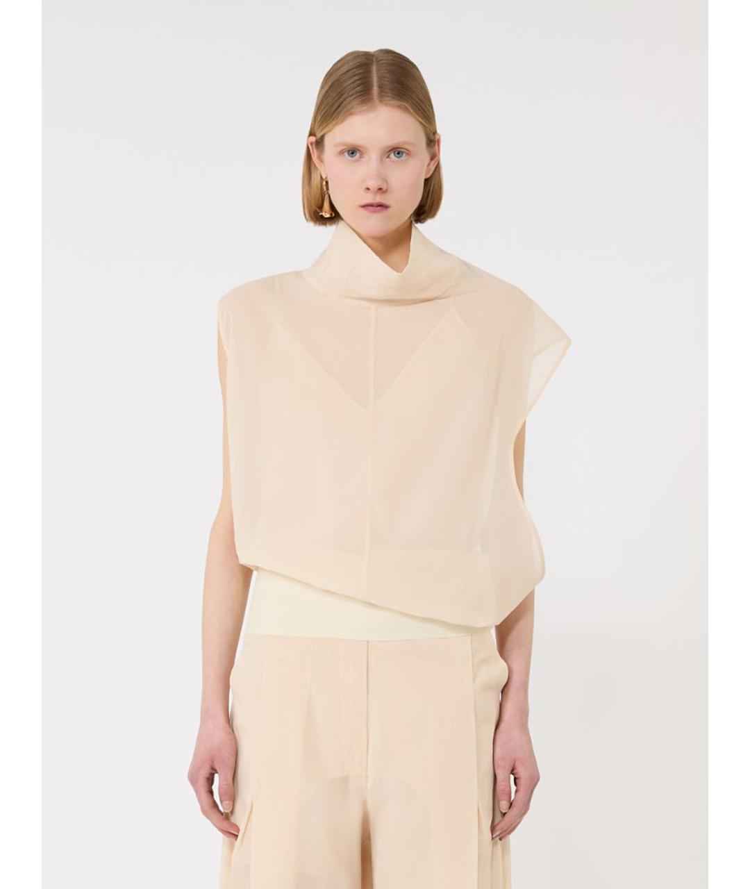 SPORTMAX Бежевая хлопковая блузы, фото 3