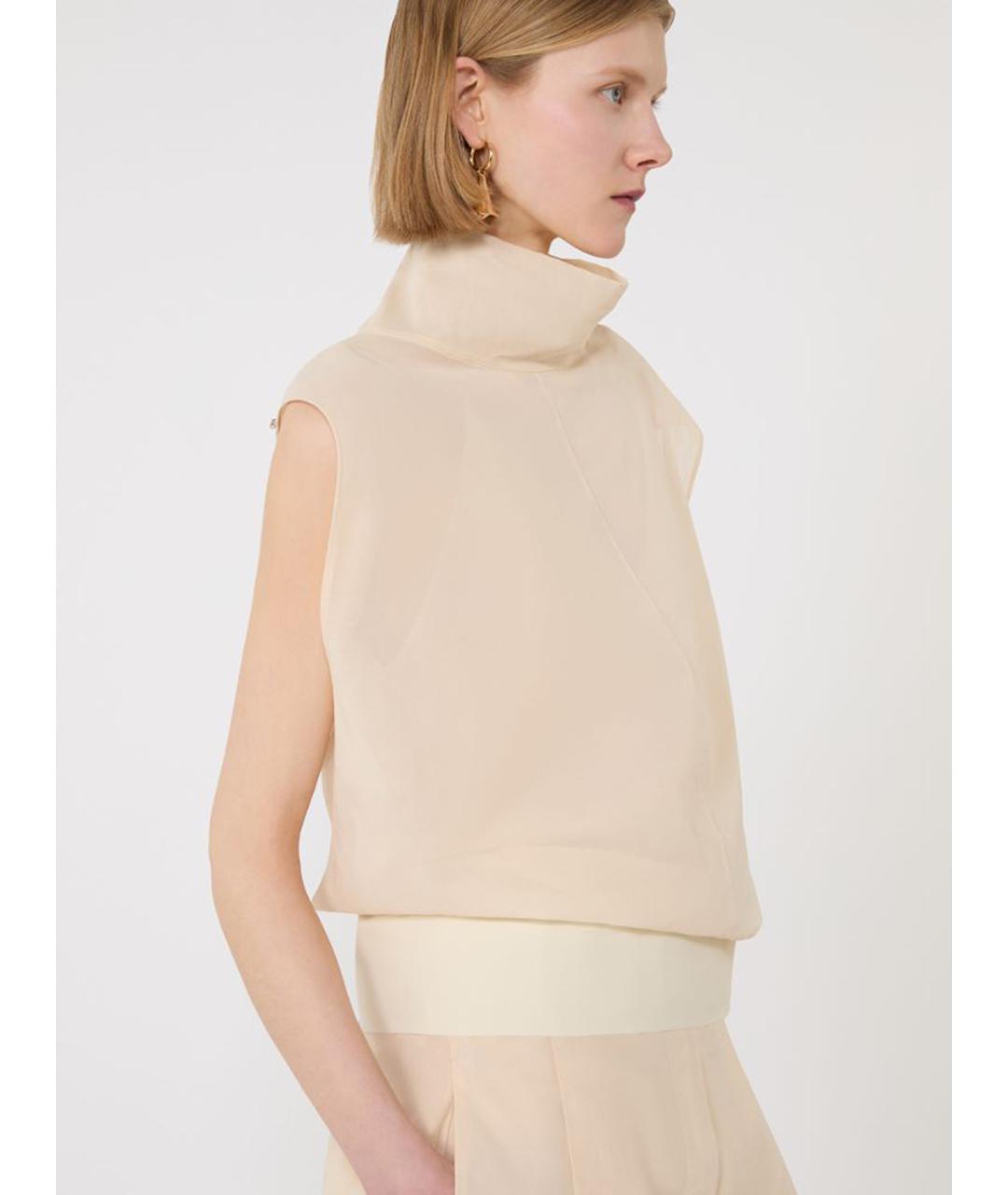 SPORTMAX Бежевая хлопковая блузы, фото 5