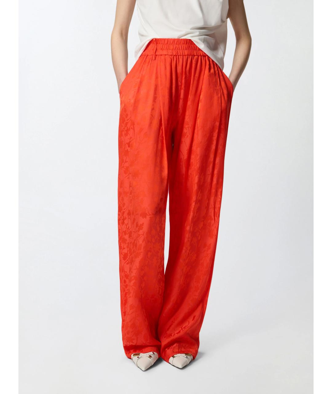 PINKO Красные вискозные прямые брюки, фото 3