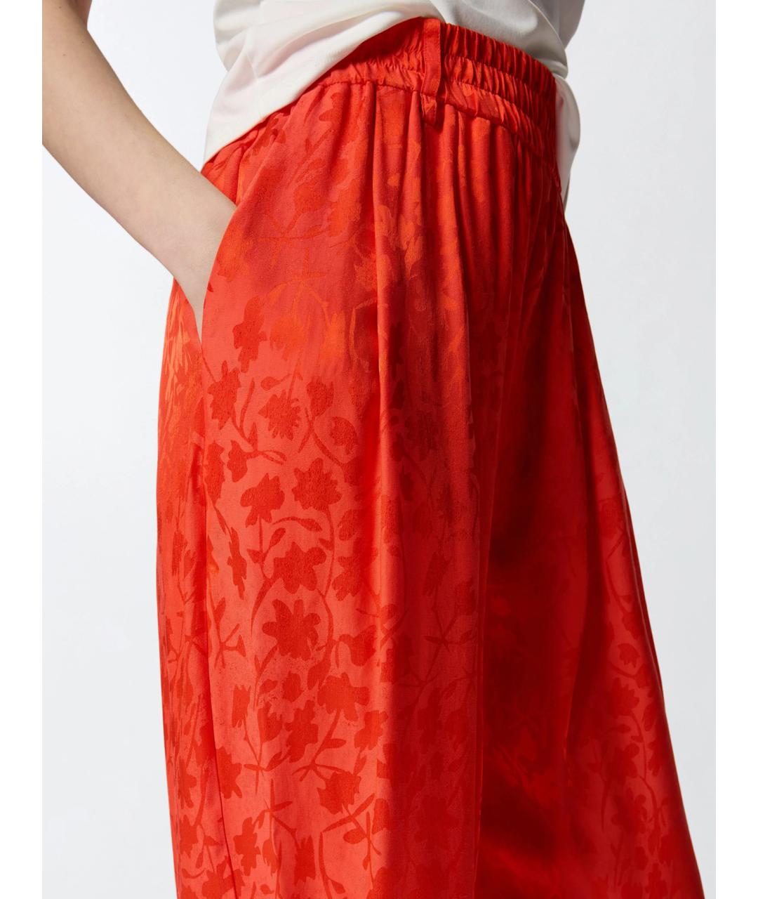 PINKO Красные вискозные прямые брюки, фото 5