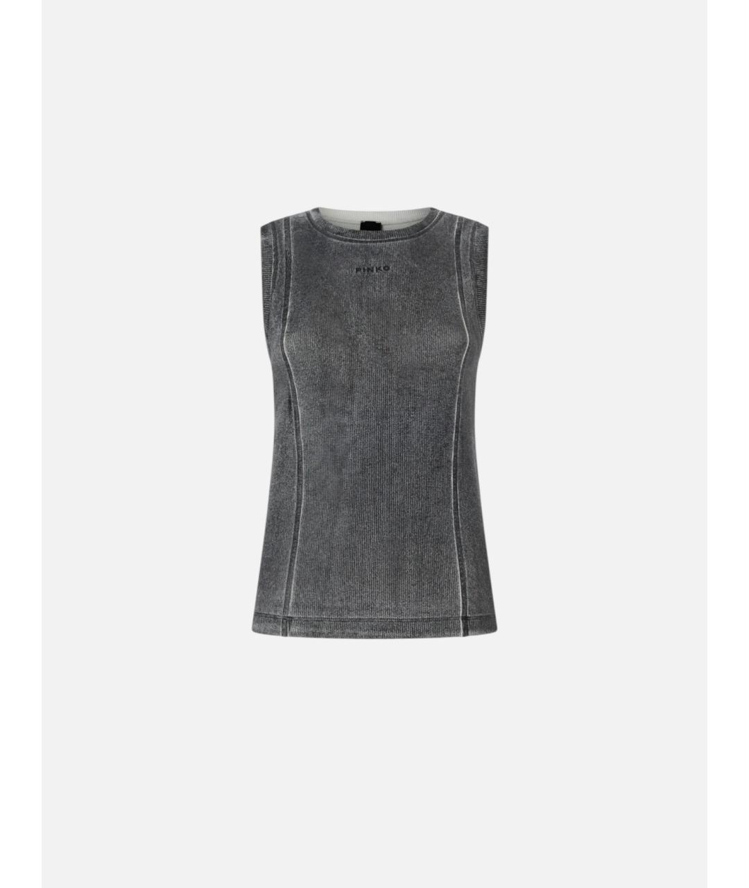 PINKO Антрацитовая хлопковая майка, фото 3
