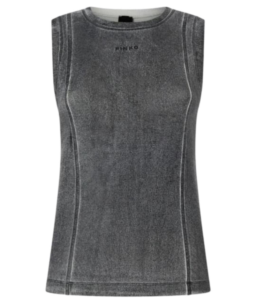 PINKO Антрацитовая хлопковая майка, фото 1