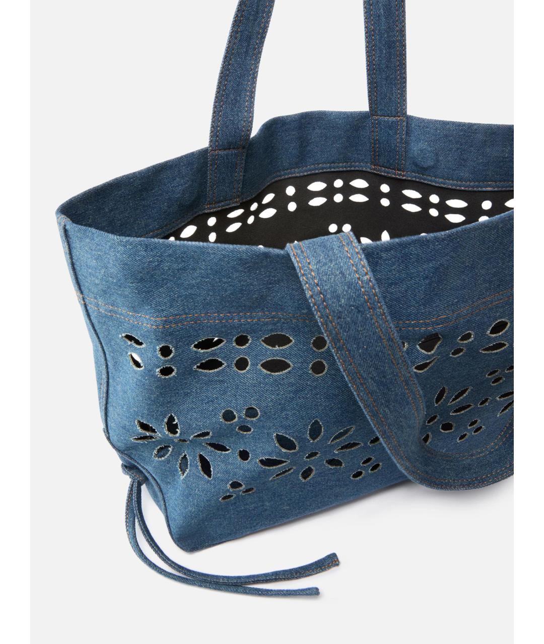 PINKO Синяя хлопковая сумка с короткими ручками, фото 4