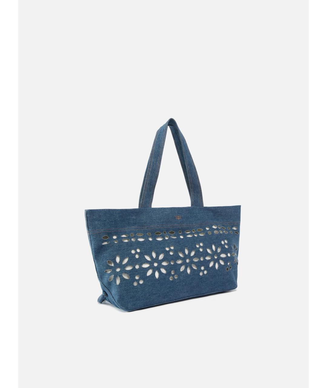 PINKO Синяя хлопковая сумка с короткими ручками, фото 2